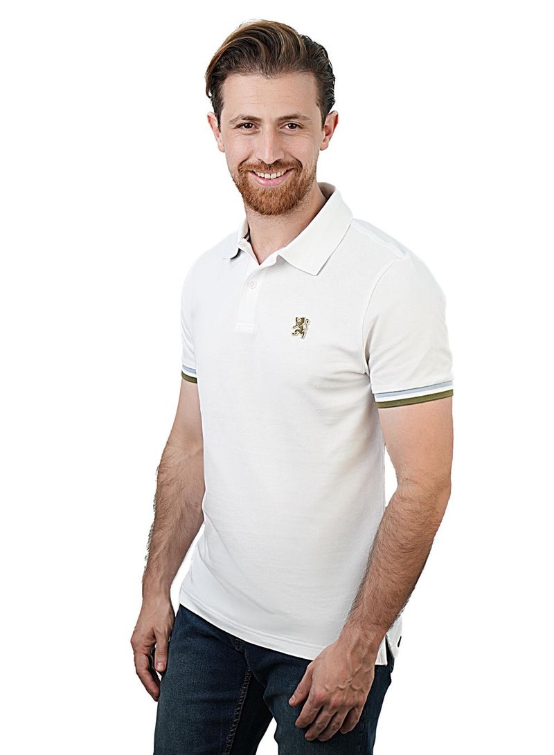 GIORDANO Men's Performance Polo: Classic Piqué, Tipped Collar, Embroidered Detail - Image 1